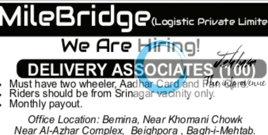 MILE BRIDGE LOGISTIC PRIVATE LIMITED SRINAGAR JOBS OPENING 2025