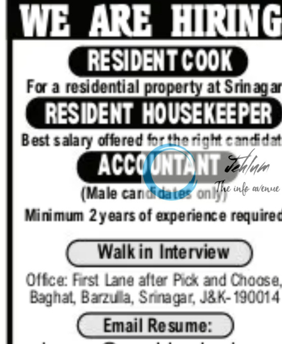 WAAH KASHMIR SRINAGAR JOBS OPENING 2025