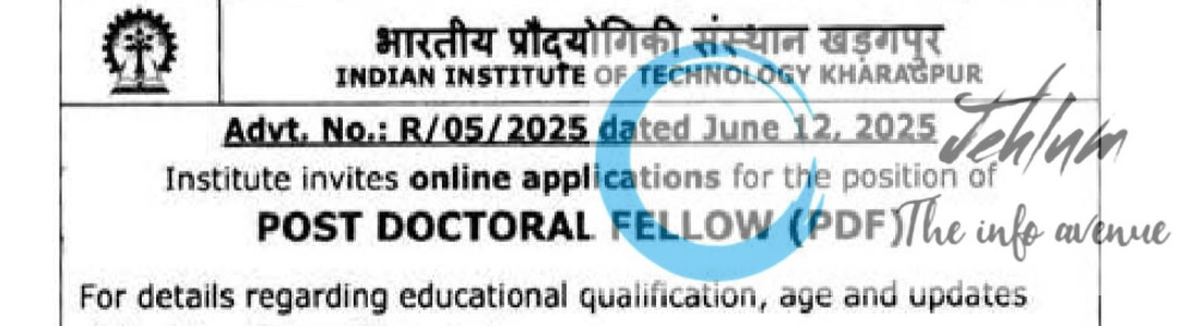 INDIAN INSTITUTE OF TECHNOLOGY IIT KHARAGPUR PDF RECRUITMENT ADVT NOTIFICATION NO R/05/2025