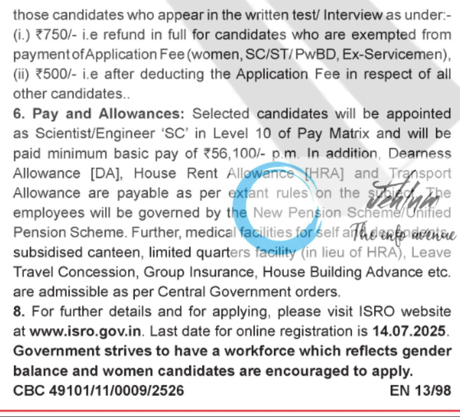 ISRO Centralised Recruitment Board ICRB Scientist/Engineer SC Recruitment Advertisement Notice 2025