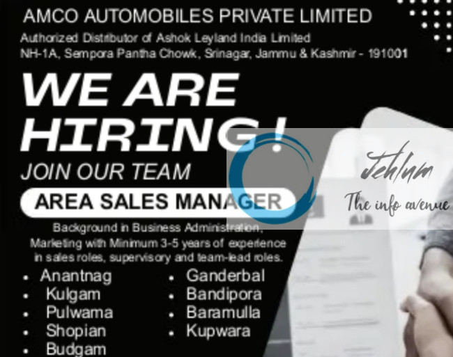 AMCO AUTOMOBILES PRIVATE LIMITED SRINAGAR JOBS OPENING 2025