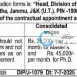 SKUAST JAMMU DIVISION OF PLANT PHYSIOLOGY FACULTY RECRUITMENT ADVT NOTIFICATION NO 01 of 2025