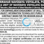 JAWAHAR NAVODAYA VIDYALAYA JNV POONCH SKILL TEACHER RECRUITMENT ADVT NOTIFICATION 2025