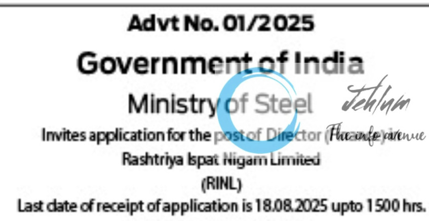 RASHTRIYA ISPAT NIGAM LIMITED RINL DIRECTOR RECRUITMENT ADVT NOTIFICATION NO 01/2025