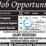 ABDUL SALAM MIR CONSTRUCTION COMPANY PVT LTD LEH ENGINEER JOBS OPENING 2025