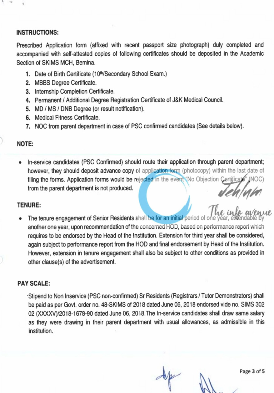 SKIMS MEDICAL COLLEGE SRINAGAR SENIOR RESIDENTS RECRUITMENT ADVT NOTIFICATION NO SKIMS-MC-07-Acad of 2025
