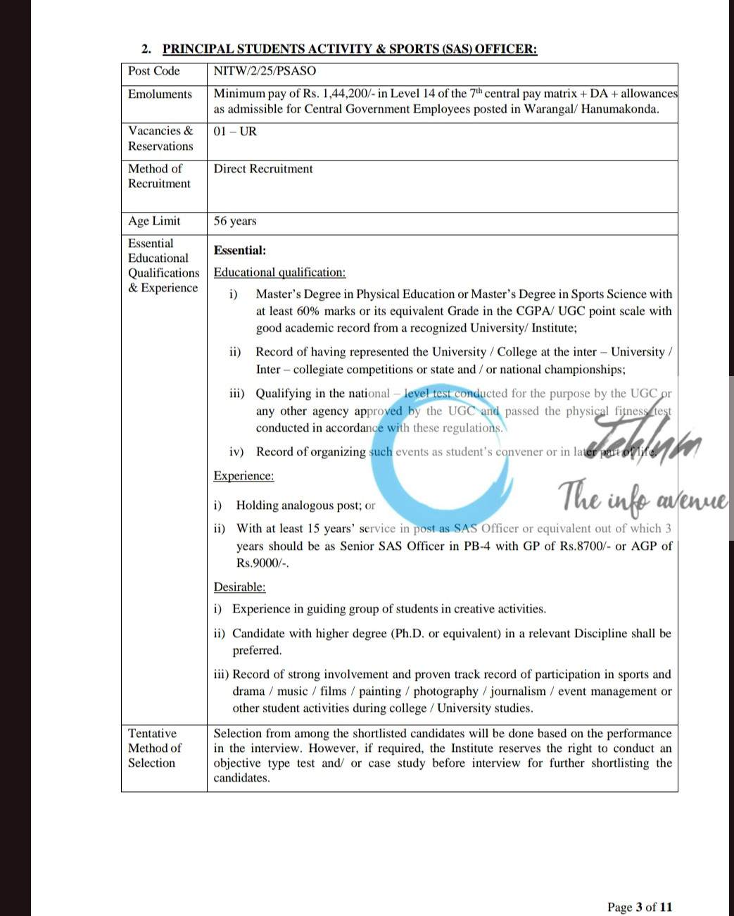 NATIONAL INSTITUTE OF TECHNOLOGY NIT WARANGAL RECRUITMENT ADVT NOTIFICATION NO 02/2025