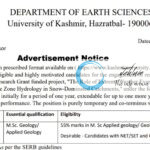 KU DEPARTMENT OF EARTH SCIENCES AP RECRUITMENT ADVT NOTIFICATION 2025