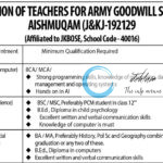 ARMY GOODWILL SCHOOL AISHMUQAM TEACHERS RECRUITMENT ADVT NOTIFICATION 2025