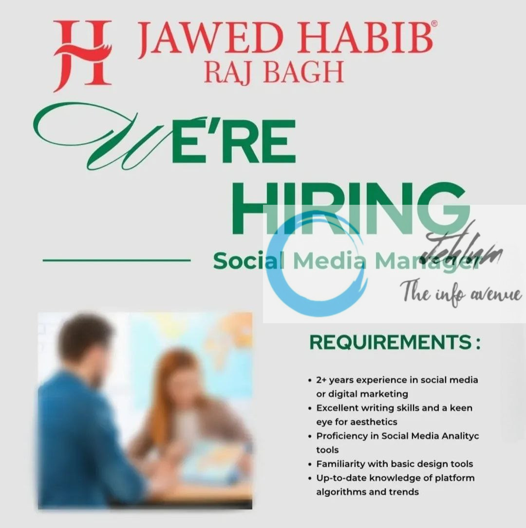 JAWED HABIB SRINAGAR SOCIAL MEDIA MANAGER JOBS OPENING 2025
