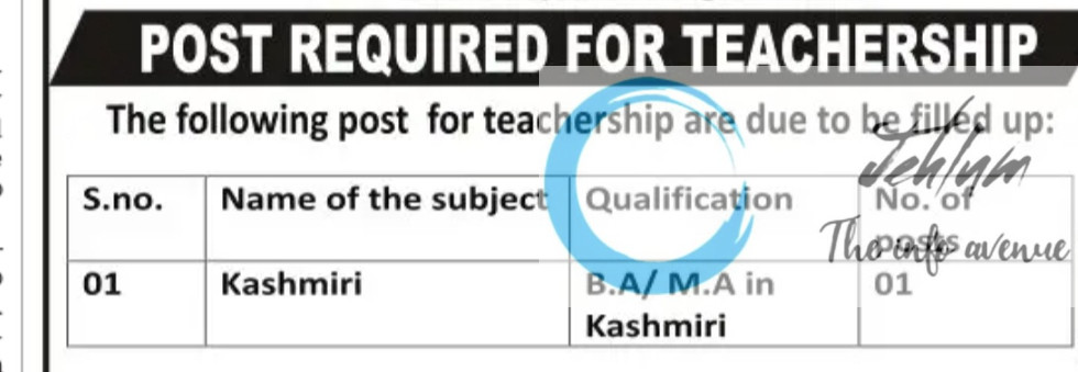 NEW WAVE PUBLIC HIGH SCHOOL GANDERBAL JOBS OPENING 2025
