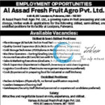 AL ASSAD FRESH FRUIT AGRO PVT LTD PULWAMA JOBS OPENING 2025