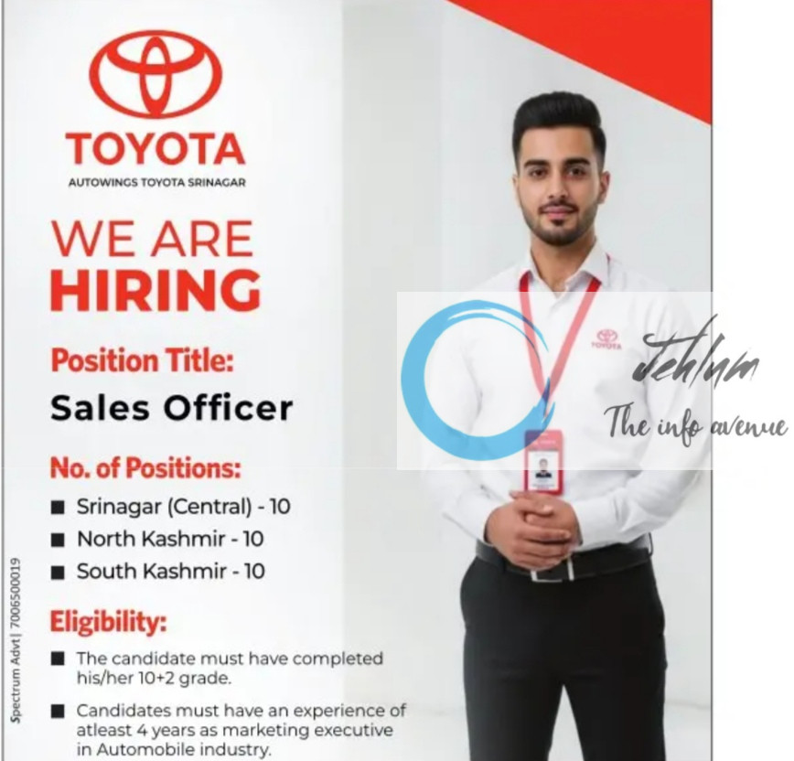 AUTOWINGS TOYOTA SRINAGAR JOBS OPENING 2025