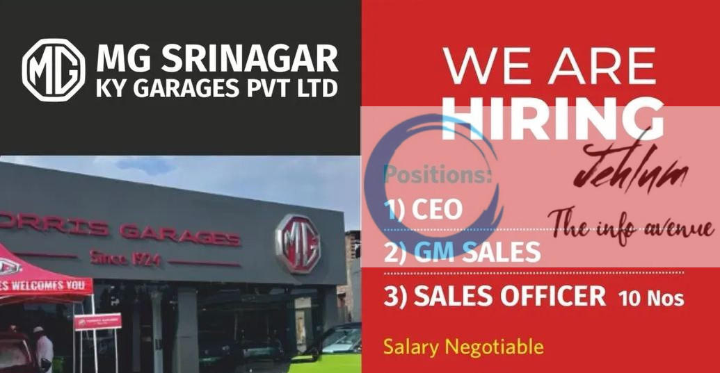MG SRINAGAR KY GARAGES PVT LTD JOBS OPENING 2025