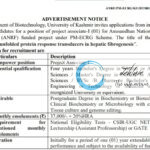 UNIVERSITY OF KASHMIR KU DEPARTMENT OF BIOTECHNOLOGY PROJECT ASSOCIATES RECRUITMENT ADVT NOTIFICATION NO ANRF/PM-ECRG/KU/BT/001
