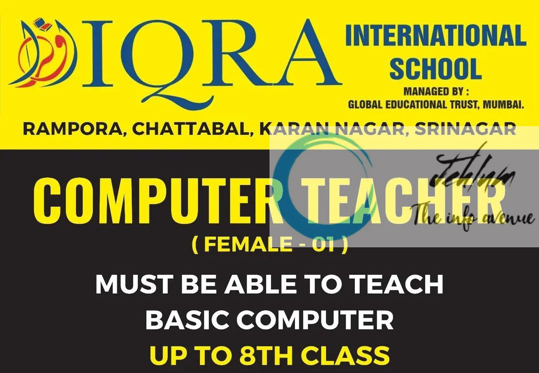 IQRA INTERNATIONAL SCHOOL SRINAGAR TEACHERS JOBS OPENING 2025