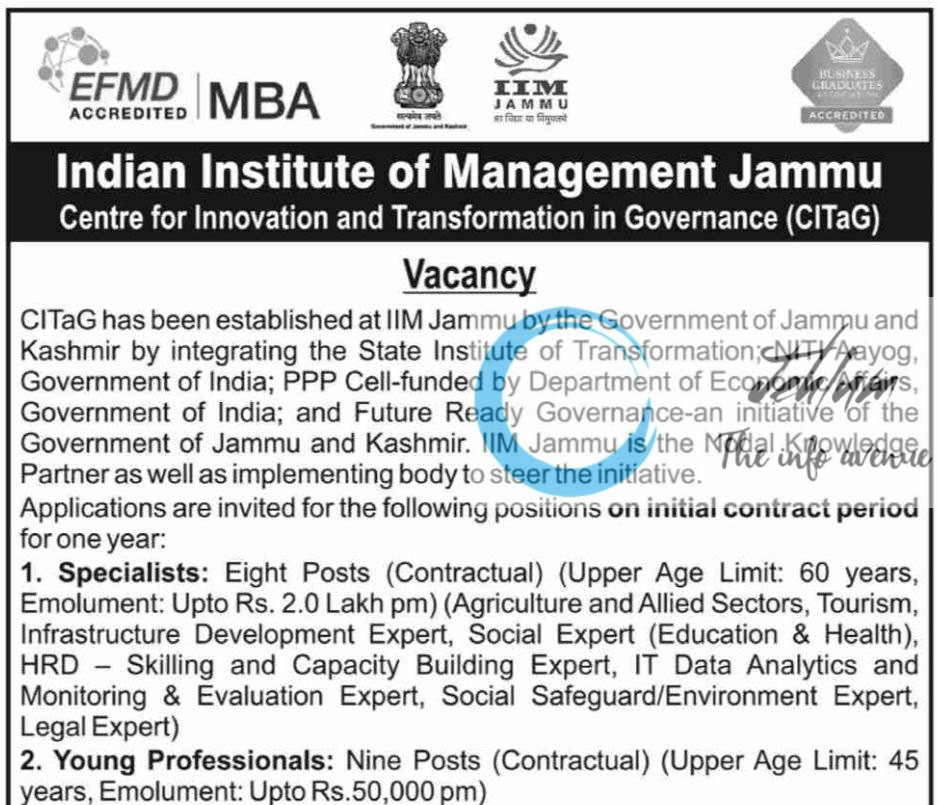 INDIAN INSTITUTE OF MANAGEMENT IIM JAMMU RECRUITMENT ADVT NOTIFICATION 2025