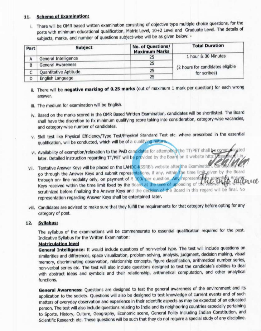 LAHDC KARGIL SUBORDINATE SERVICE RECRUITMENT BOARD RECRUITMENT ADVT NOTIFICATION NO KSSRB/Advert-Posts/2025-26/3078-91