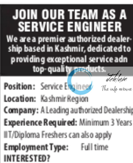 SURAJ MOTOR SRINAGAR SERVICE ENGINEER JOBS OPENING 2025