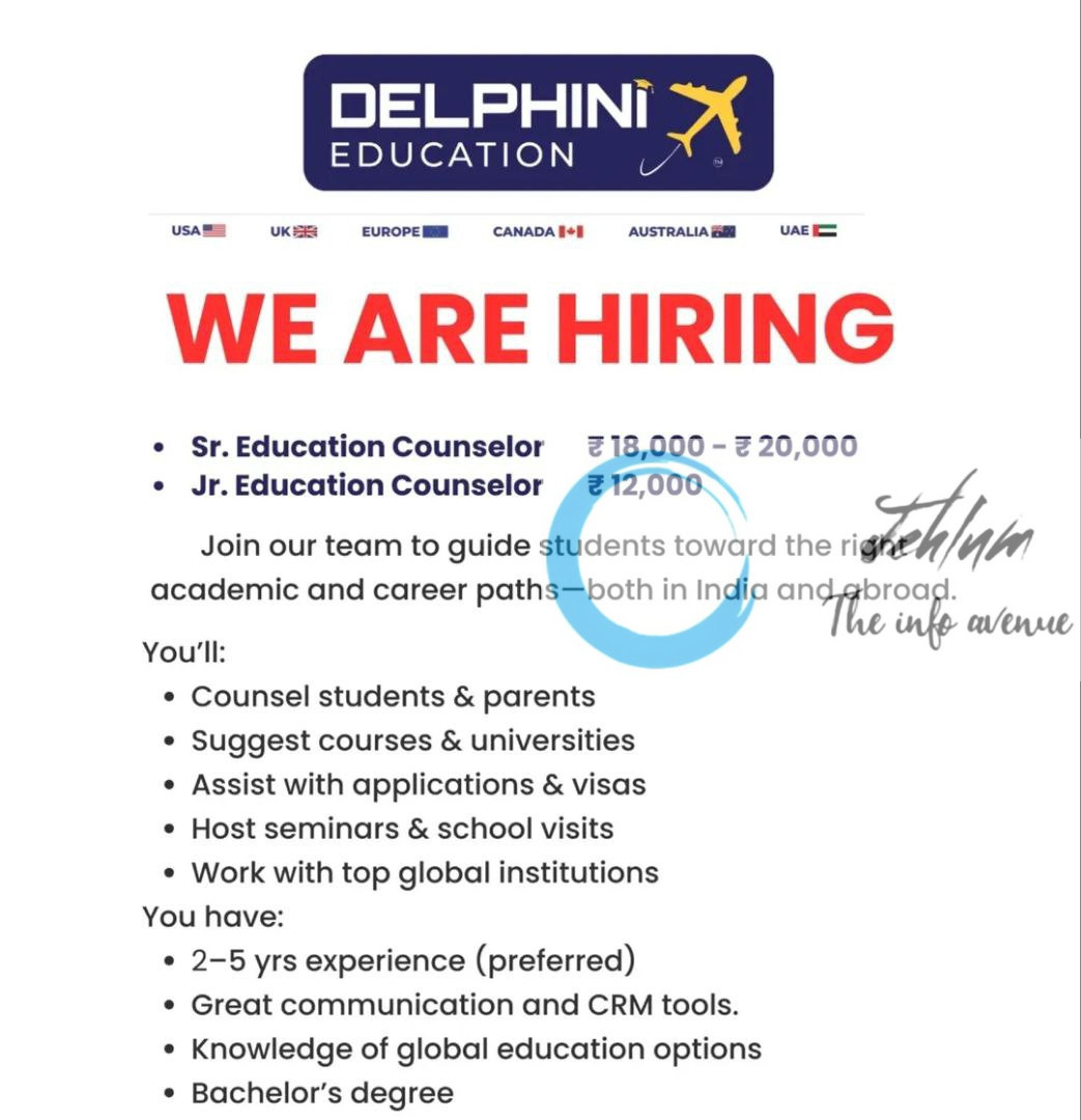 DELPHINI EDUCATION SRINAGAR EDUCATION COUNCELLOR JOBS OPENING 2025