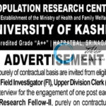 KASHMIR UNIVERSITY KU POPULATION RESEARCH CENTRE STAFF RECRUITMENT ADVT NOTIFICATION NO F-Adv/Contractual-PRC/KU/25