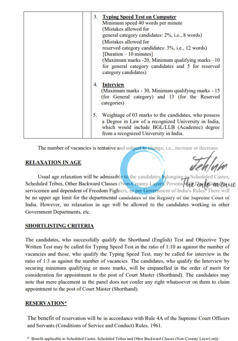 SUPREME COURT OF INDIA SCI RECRUITMENT ADVT NOTIFICATION NO F-6/RCCM-2025