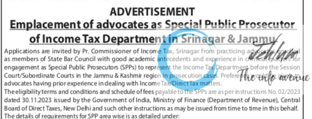 INCOME TAX DEPARTMENT SRINAGAR JOB OPPORTUNITIES NOTICE 02/2023