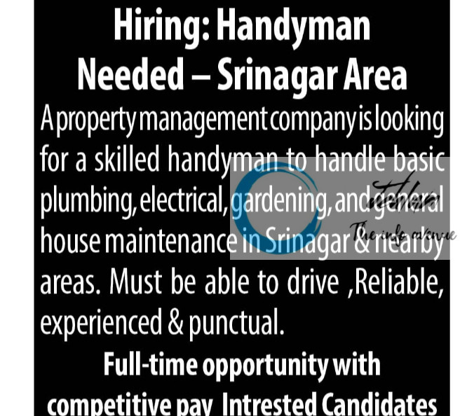 ELITE PROPERTY MANAGEMENT SRINAGAR JOB OPPORTUNITIES 2025