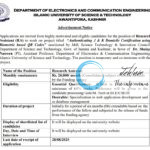 IUST DEPARTMENT OF ELECTRONICS AND COMMUNICATION ENGINEERING JOB OPPORTUNITIES NOTICE 2025