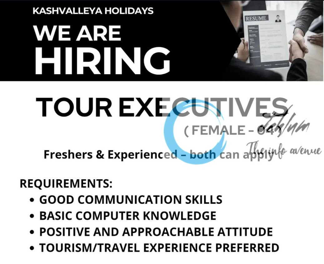 KASHVALLEYA HOLIDAYS SRINAGAR JOB OPPORTUNITIES 2025