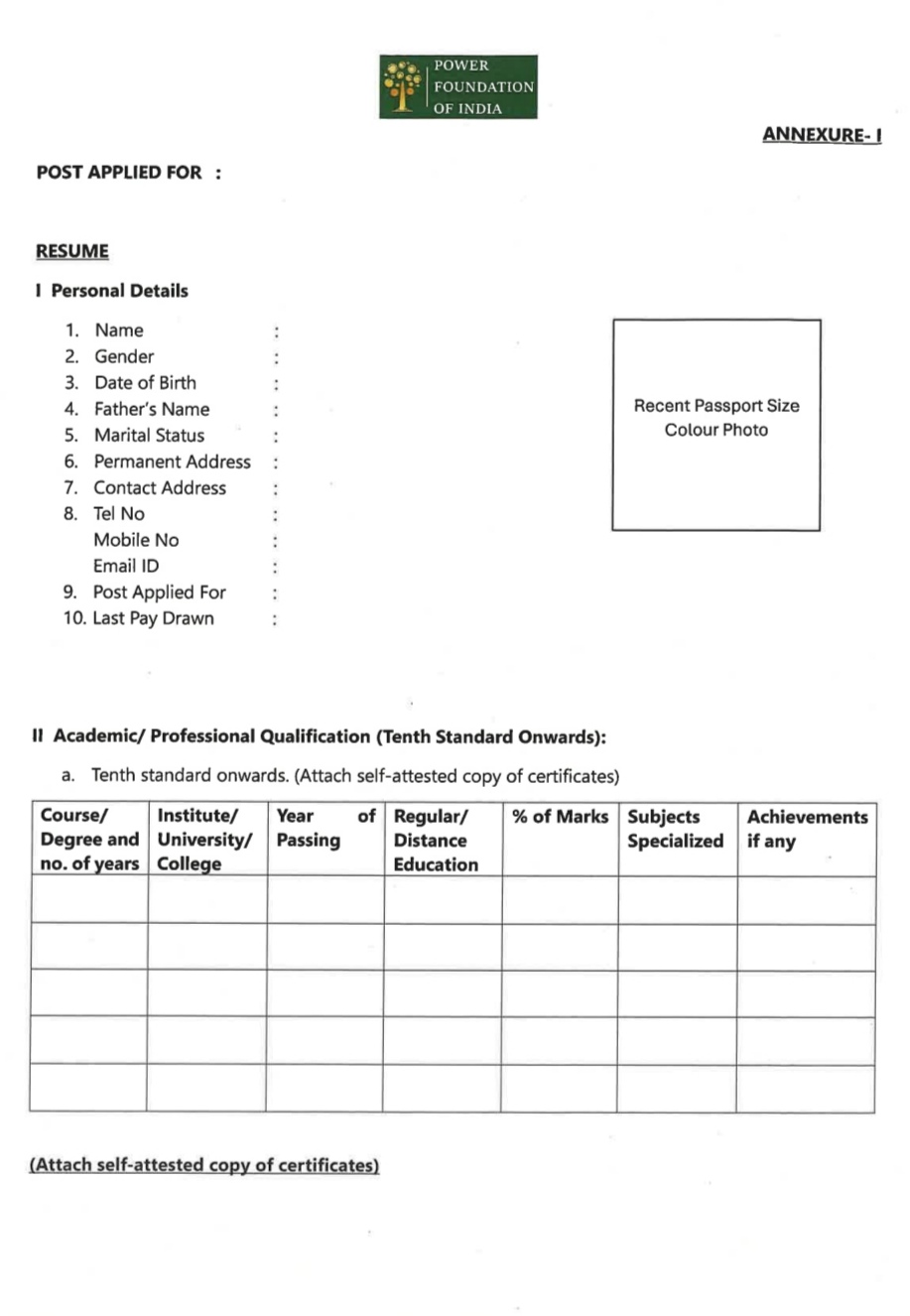 POWER FOUNDATION OF INDIA COMMUNICATIONS DIVISION JOB OPPORTUNITIES NOTICE PFI/HR/Recruitment/2025/07