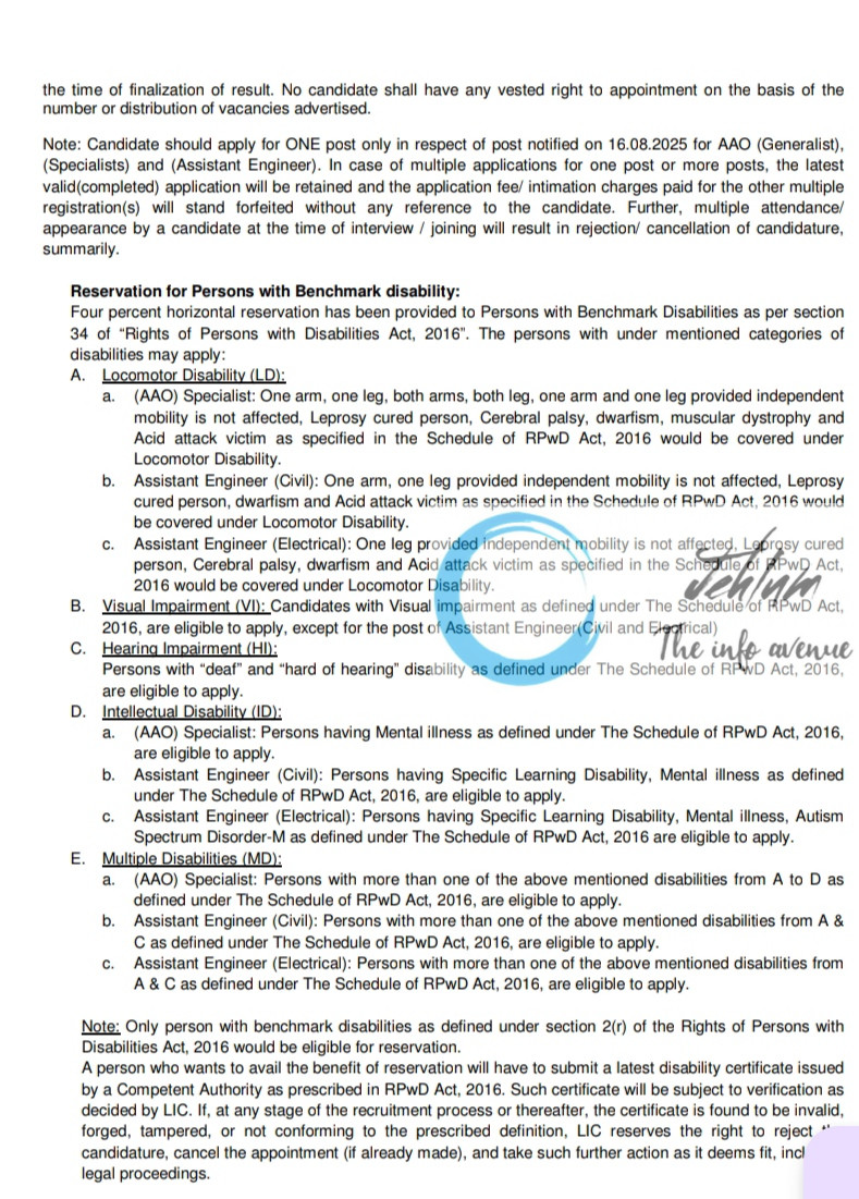 LIFE INSURANCE CORPORATION OF INDIA AE/AAO JOB OPPORTUNITIES NOTICE 2025