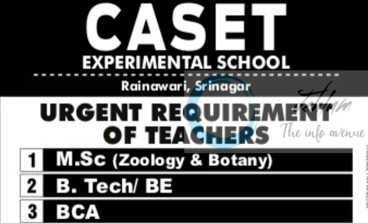 CASET EXPERIMENTAL SCHOOL SRINAGAR TEACHERS JOB OPPORTUNITIES 2025 2 CASET EXPERIMENTAL SCHOOL SRINAGAR TEACHERS JOB OPPORTUNITIES 2025