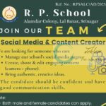 R P School Srinagar Social Media/ Content Creator Job Opportunities RPSALC/AD/2025/004