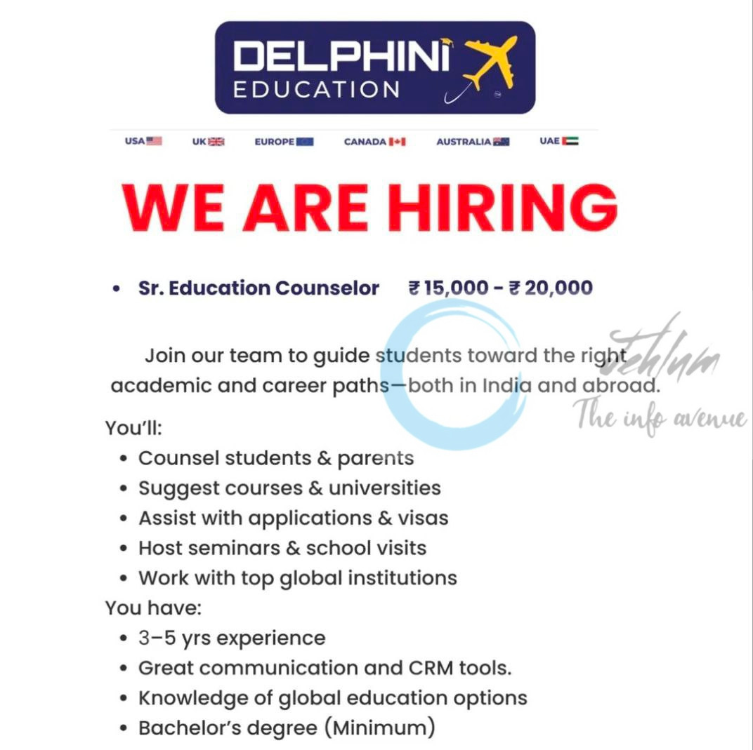 DELPHINI EDUCATION SRINAGAR SR EDUCATION COUNCELLOR JOB OPPORTUNITIES 2025