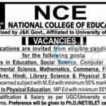 National College of Education NCE Jammu Dynamic Lecturer Faculty Recruitment Notification 2025