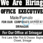 WAAH KASHMIR SRINAGAR OFFICE EXECUTIVE JOB OPPORTUNITIES 2025