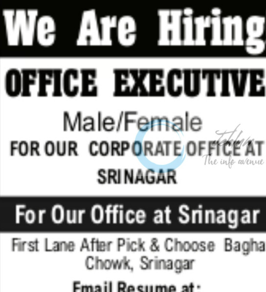 WAAH KASHMIR SRINAGAR OFFICE EXECUTIVE JOB OPPORTUNITIES 2025