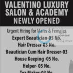 Valentino Luxury Salon Academy Srinagar Hiring Expert Beautician/Hair Dresser 2025