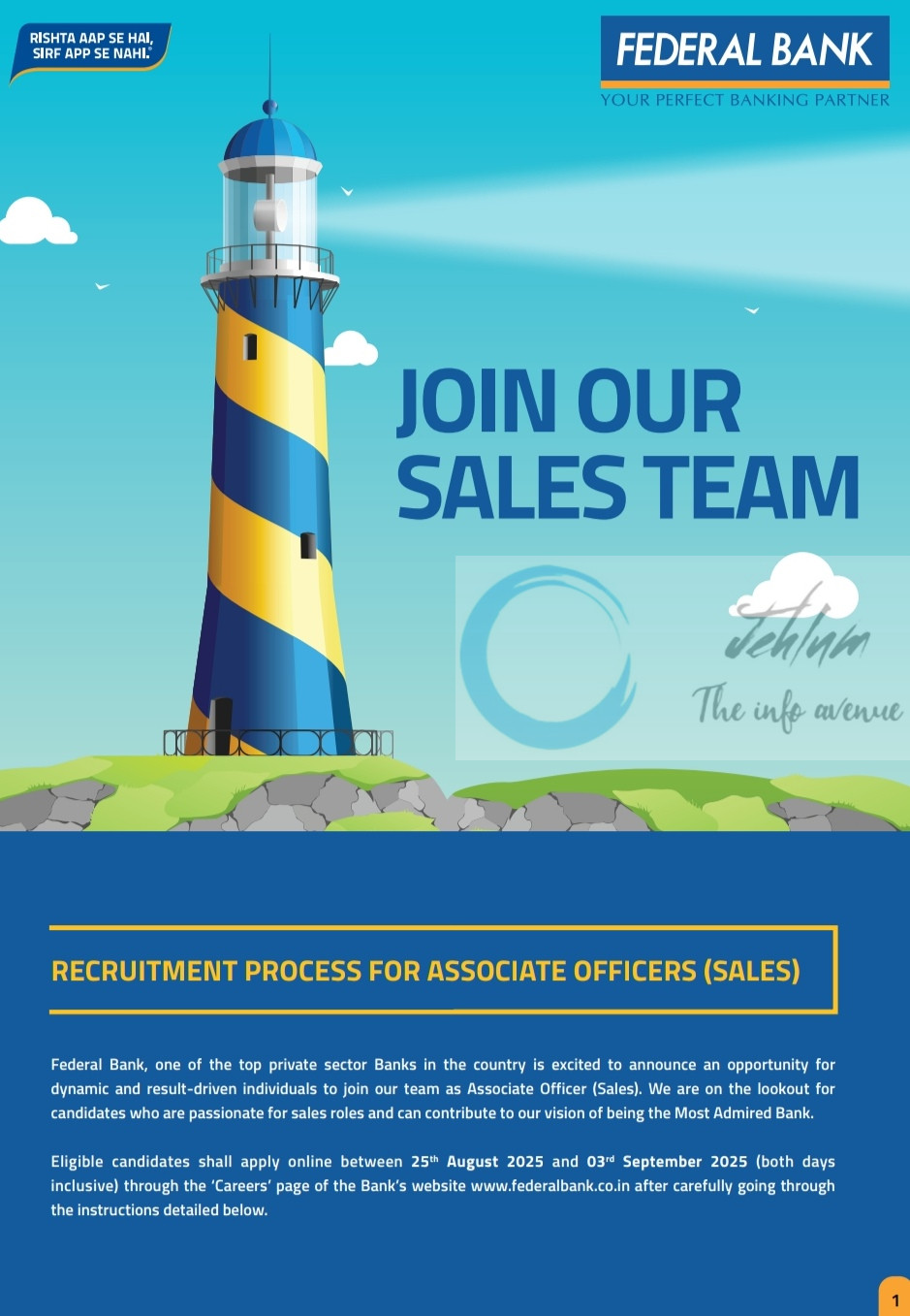 Federal Bank FB Associate Officer Sales job Opportunity 2025