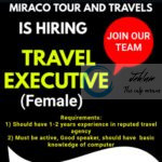 MIRACO TOUR AND TRAVELS MTT SRINAGAR HIRING TRAVEL EXECUTIVE JOB OPPORTUNITIES 2025