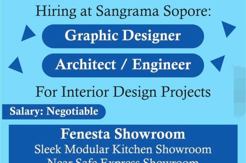 FENESTA SLEEK MODULAR KITCHEN SHOWROOM SOPORE HIRING GRAPHIC DESIGNER ARCHITECT ENGINEER INTERIOR DESIGN JOB OPPORTUNITIES 2025 FENESTA SLEEK MODULAR KITCHEN SHOWROOM SOPORE HIRING GRAPHIC DESIGNER ARCHITECT ENGINEER INTERIOR DESIGN JOB OPPORTUNITIES 2025
