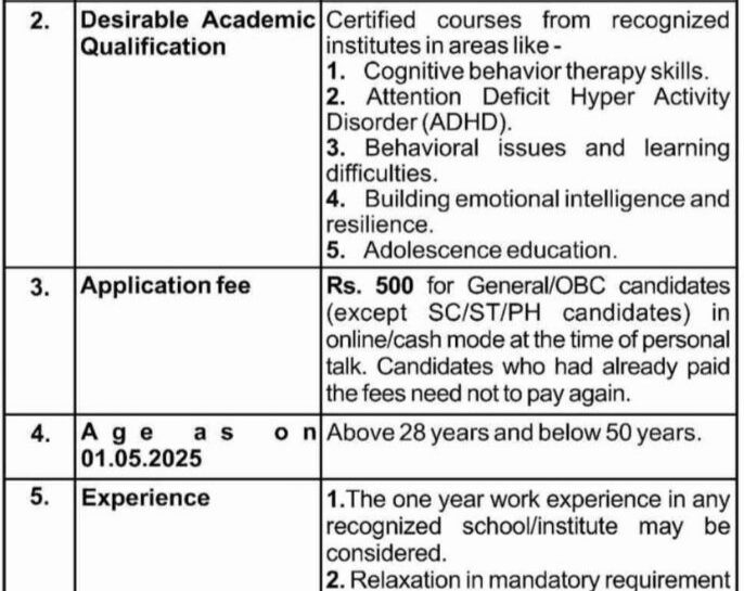 JAWAHAR NAVODAYA VIDYALAYA JNV SURANKOTE POONCH URGENT HIRING COUNSELOR WALK IN INTERVIEW 2025