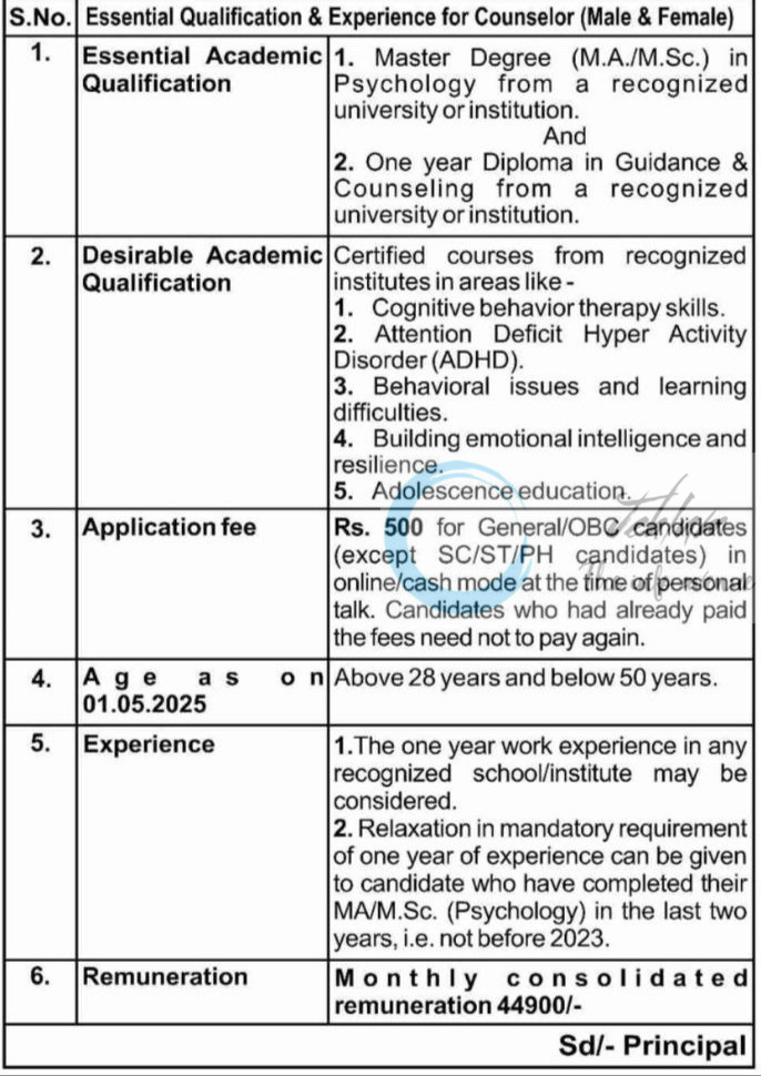JAWAHAR NAVODAYA VIDYALAYA JNV SURANKOTE POONCH URGENT HIRING COUNSELOR WALK IN INTERVIEW 2025