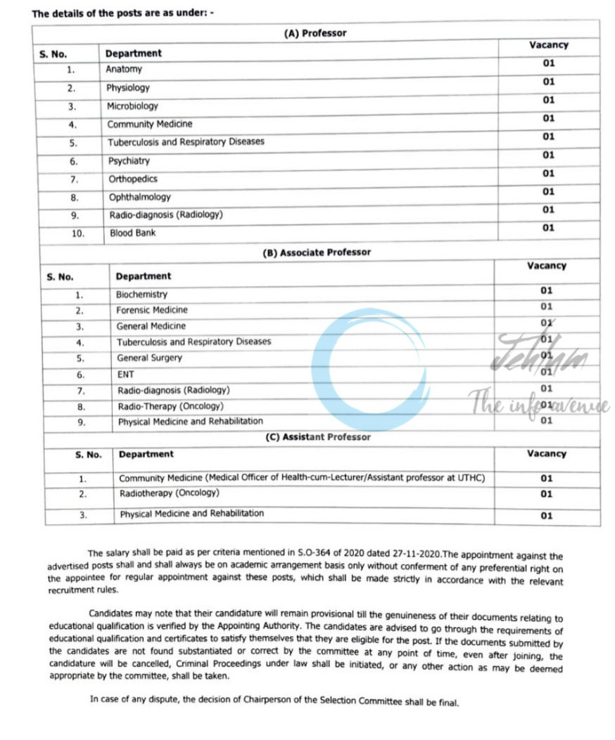 GOVERNMENT MEDICAL COLLEGE GMC KATHUA ACADEMIC ARRANGEMENT RECRUITMENT OPPORTUNITIES 2025