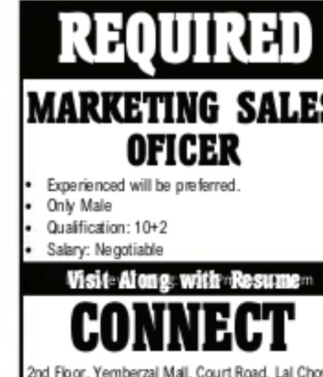 CONNECT SRINAGAR MARKETING SALES OFFICER JOB OPPORTUNITY IMMEDIATE HIRING 2025 CONNECT SRINAGAR MARKETING SALES OFFICER OPPORTUNITY IMMEDIATE HIRING