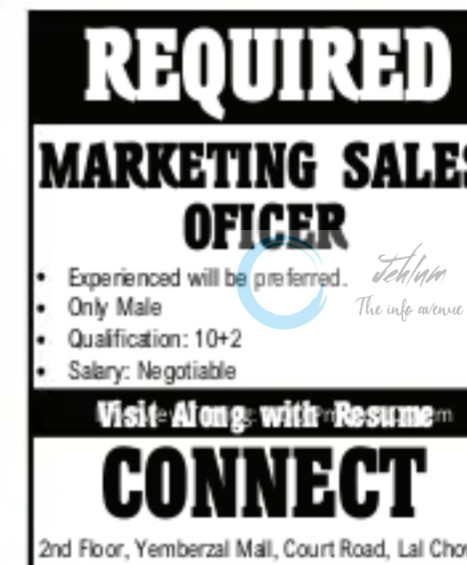 CONNECT SRINAGAR MARKETING SALES OFFICER OPPORTUNITY IMMEDIATE HIRING