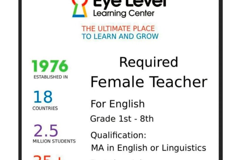 EYE LEVEL LEARNING CENTER SRINAGAR FEMALE ENGLISH TEACHER PART TIME JOB IMMEDIATE HIRING 2025