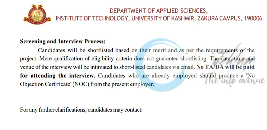 KASHMIR UNIVERSITY KU IoT DEPTT OF APPLIED SCIENCES ZAKURA PROJECT ASSISTANT JOB OPPORTUNITIES 2025