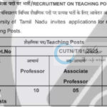 CENTRAL UNIVERSITY OF TAMILNADU TEACHING POSTS JOB OPPORTUNITIES NOTICE CUTN/T/01/2025